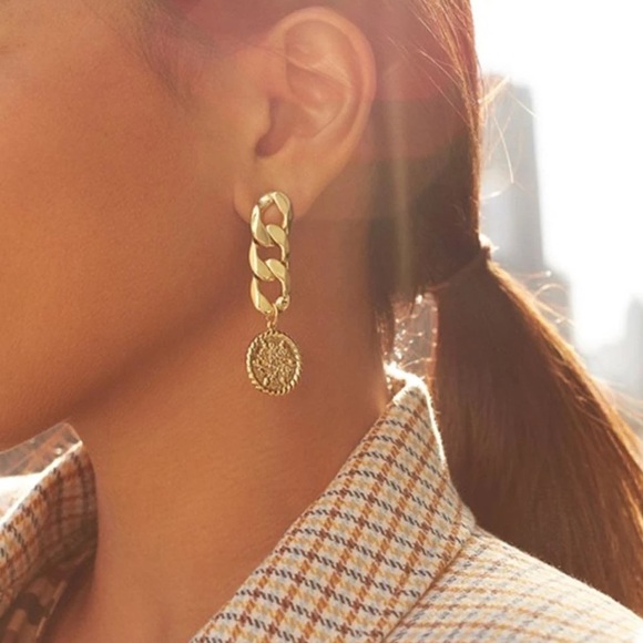 NWT BaubleBar Soleil Curb Chain Drop Earrings - Picture 4 of 4